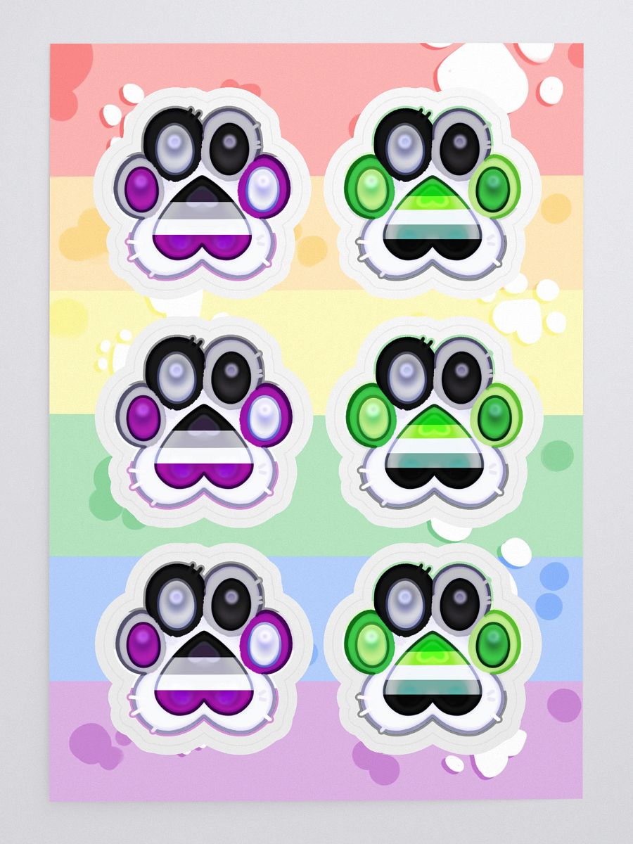 Aro & Ace Medley Pride Paw Prints Sticker Sheet product image (3)
