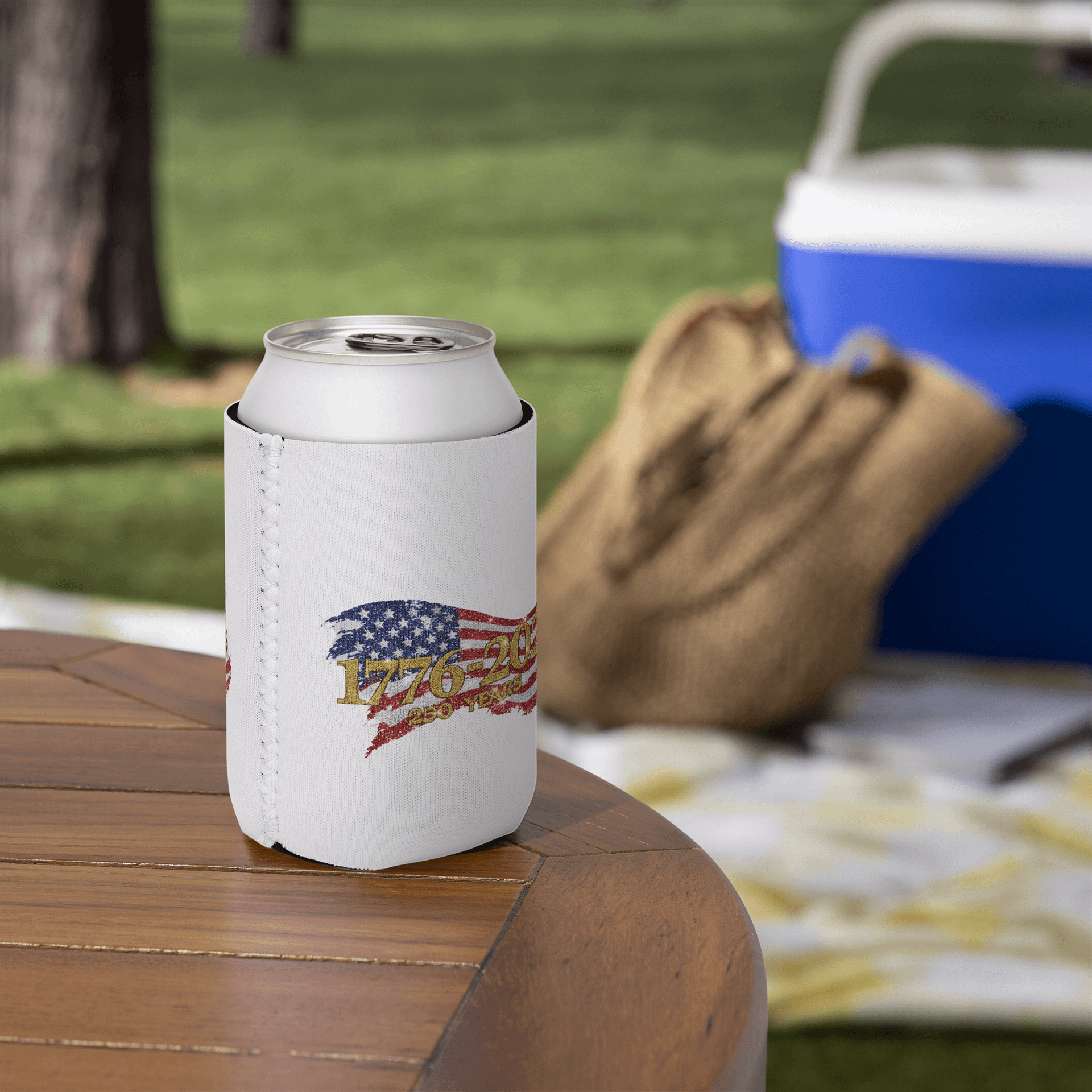1776-2026 Faux Glitter American Flag - 250 Years Anniversary, Sparkle Patriotic, Fourth of July Celebration Coozie Can product image (5)
