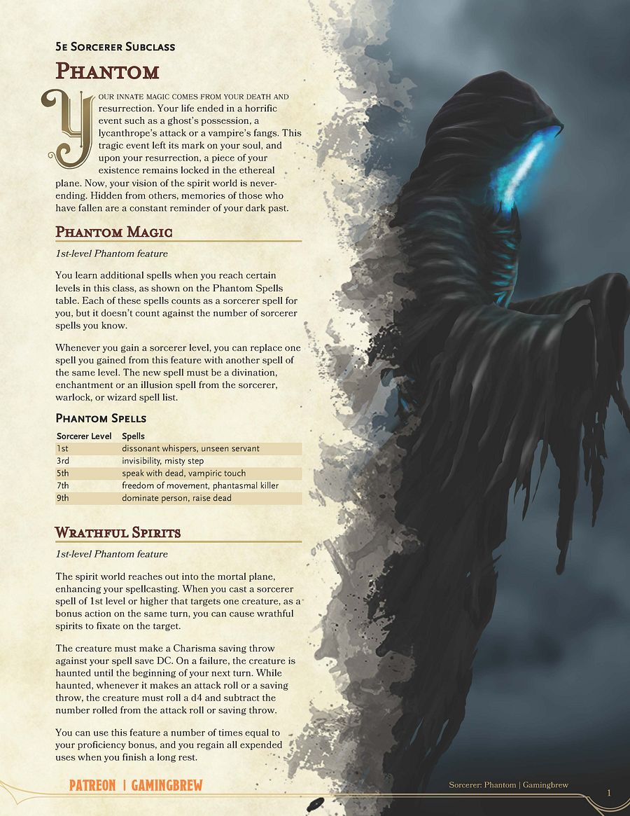 Phantom | 5E Sorcerer Subclass product image (2)