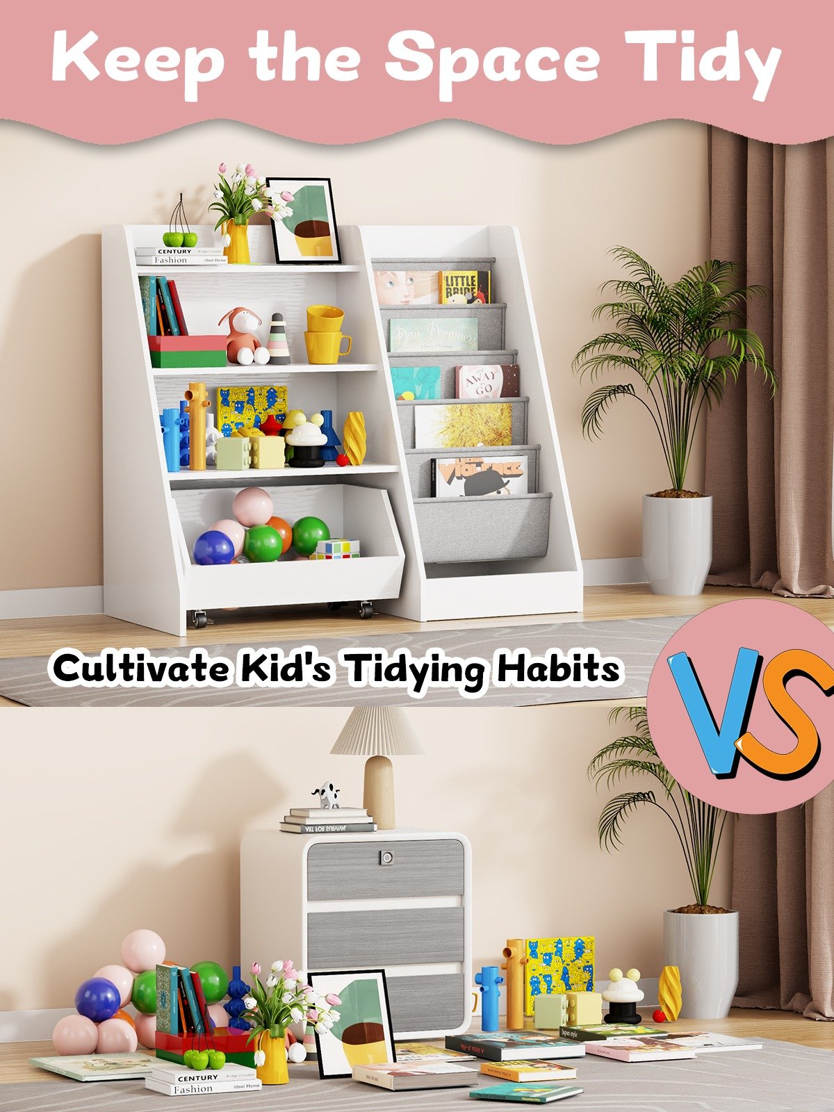 4-Tier Kids Bookshelf and Toy Storage, Book Shelf for Kids Rooms, Wooden bookcase for Toddler Children Baby in Nursery Playroom Living Room - Idea Gifts for Boys and Girls (White) product image (8)