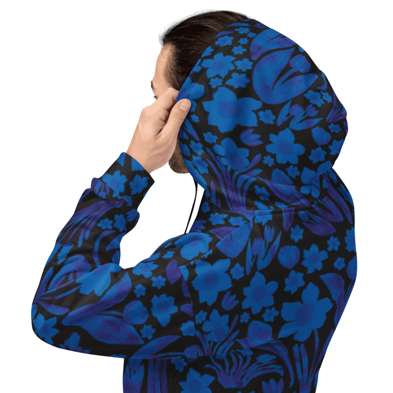 Men's | Adult's | Spring Garden | Unisex Hooded Sweatshirt | Royal Blue on Black product image (9)
