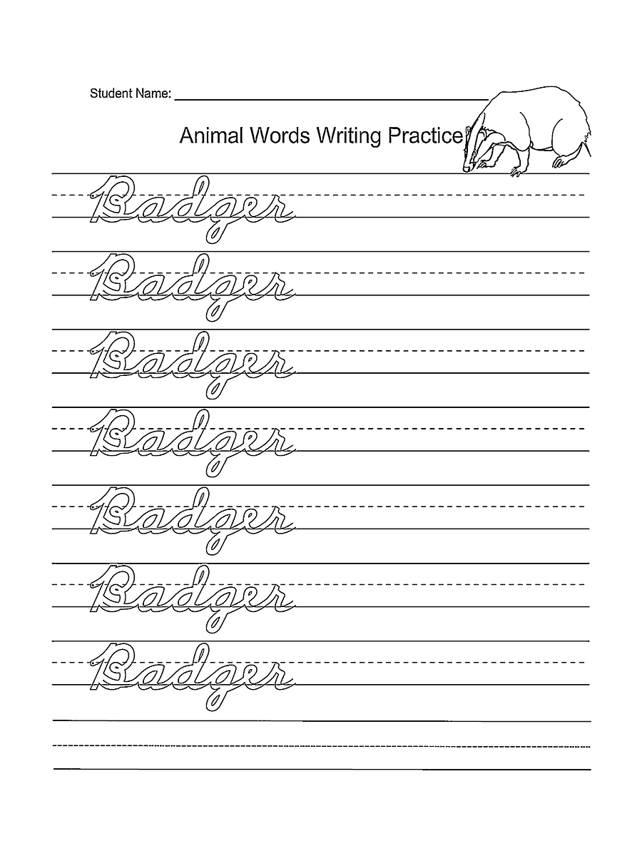 Cursive Writing Practice with Animal Names product image (3)