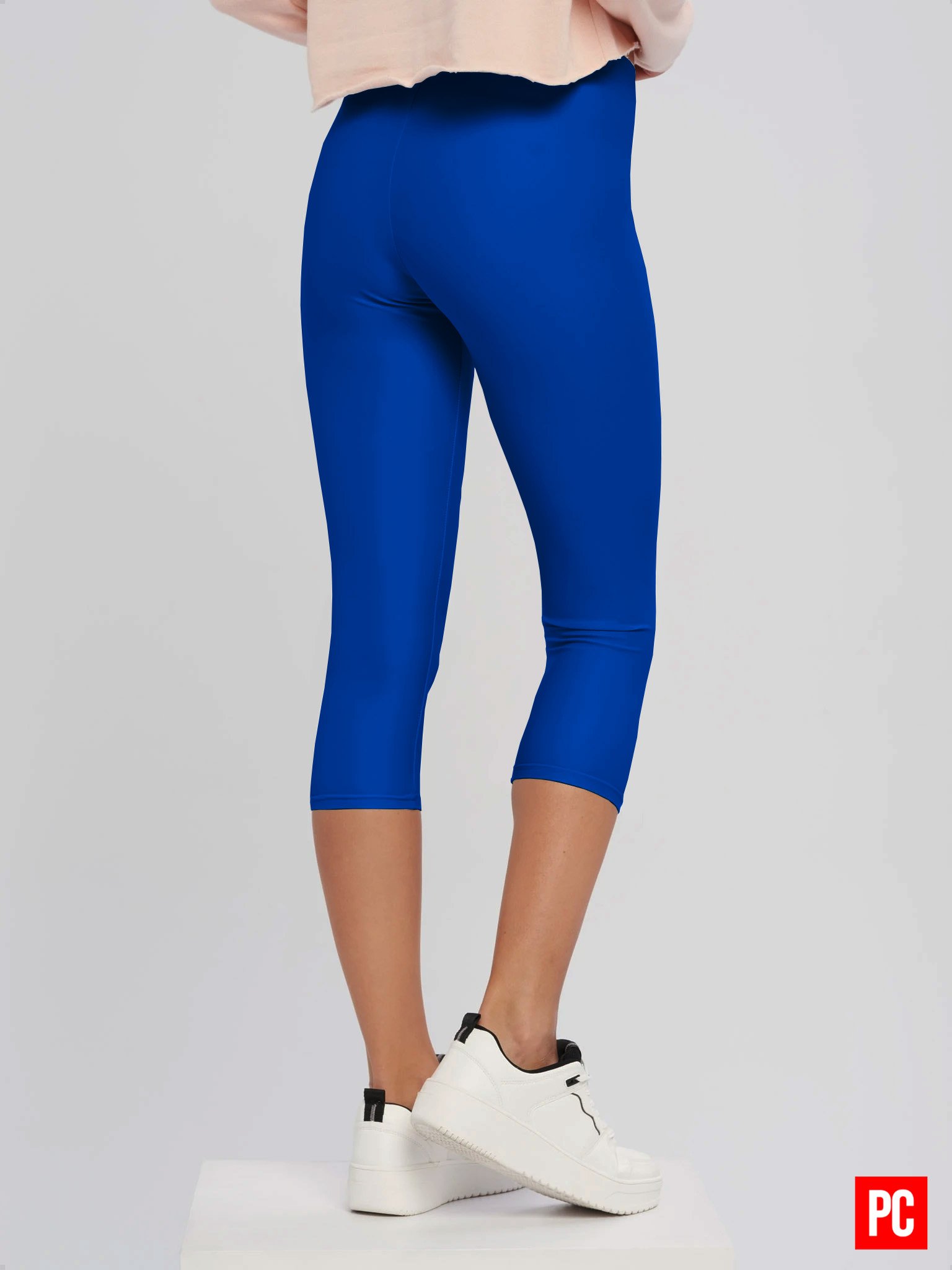 Plain Color Absolute Blue Capri Leggings product image (3)