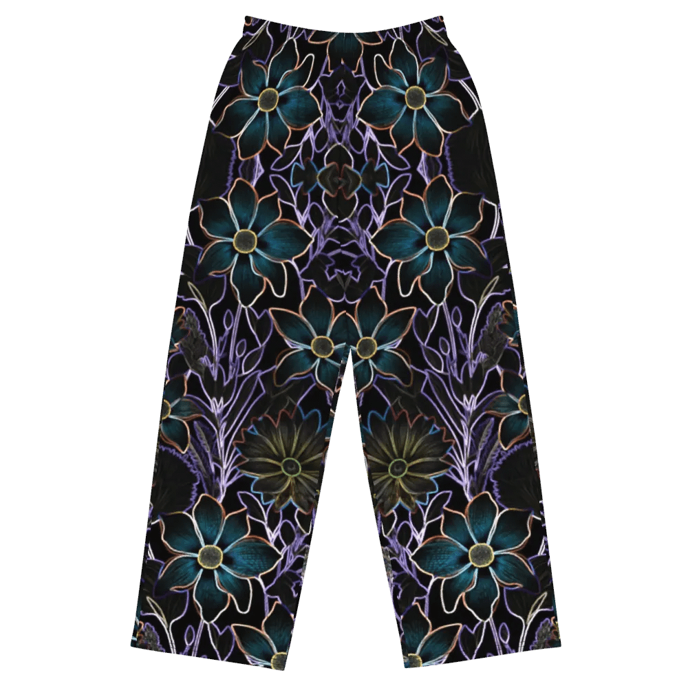 Trippy Dark Florals/All-Over Print Unisex Wide-Leg Pants by Sublicolor product image (4)