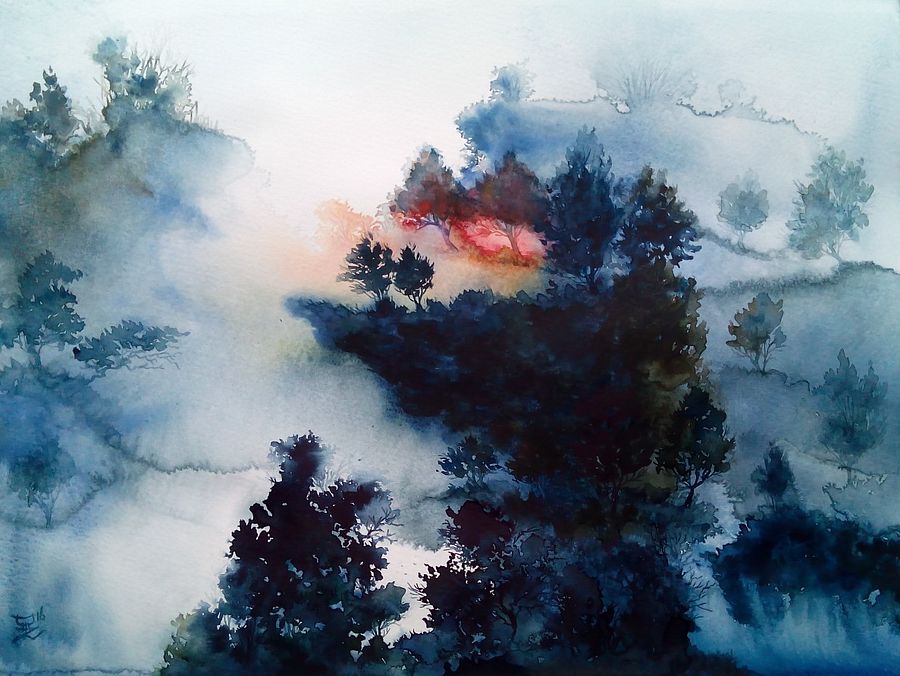 "Light on The Misty Peak" Painting by Deni Je product image (1)