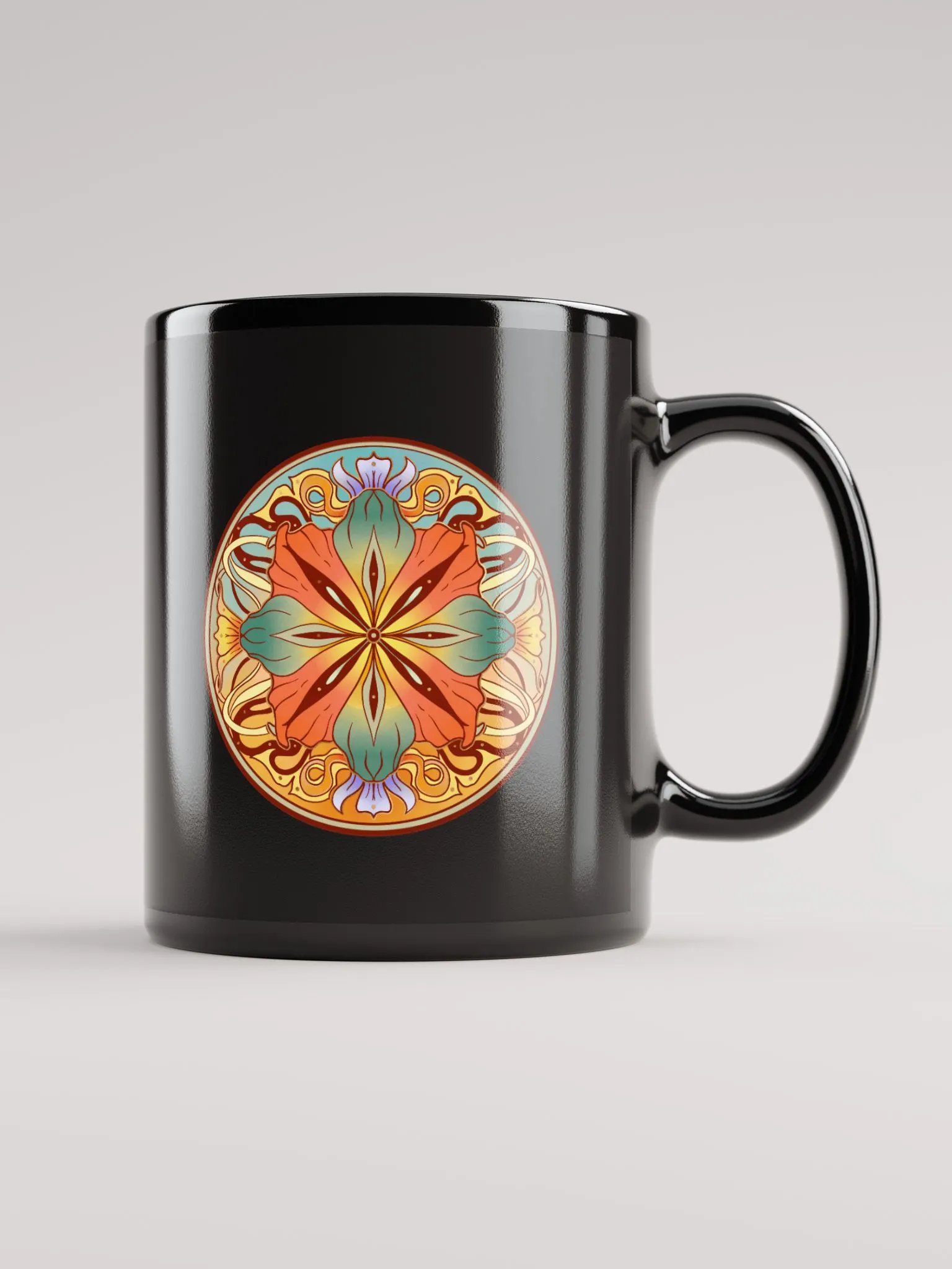 Teal Floral Mandala - Black Mug product image (1)