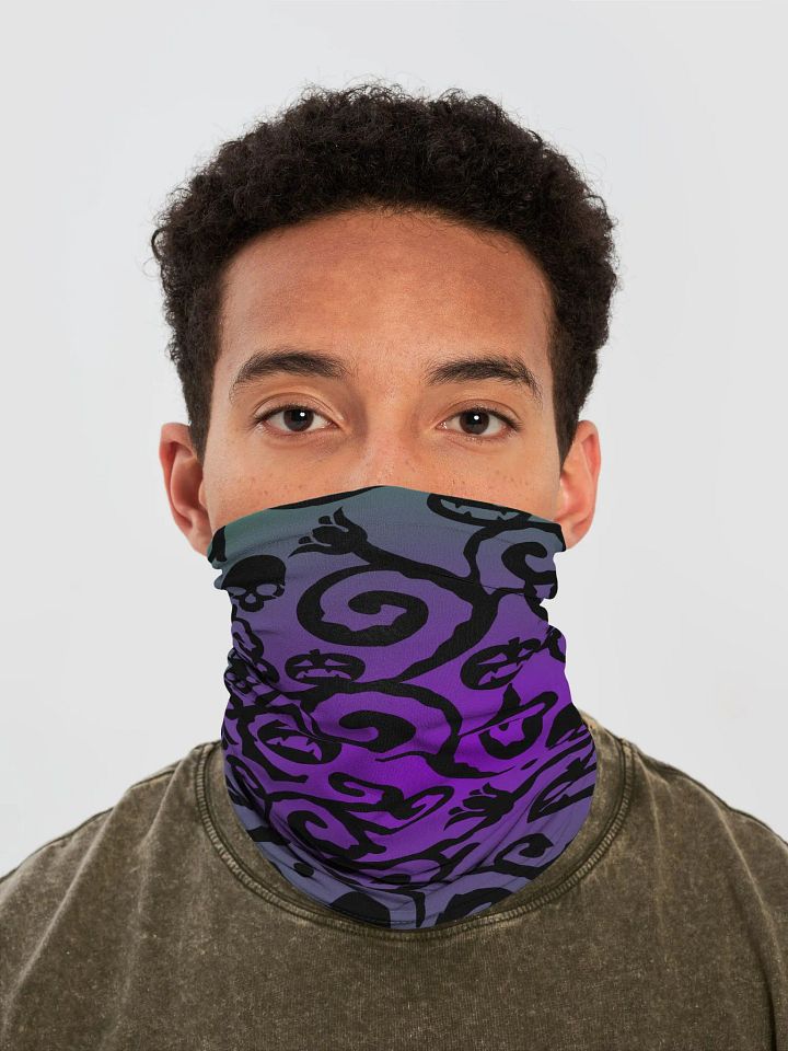 Green & Purple Scary Pumpkins Skull Neck Gaiter product image (1)