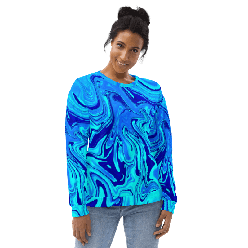 Sweatshirt - Light and Dark Blue Digital Fluid Art product image (8)