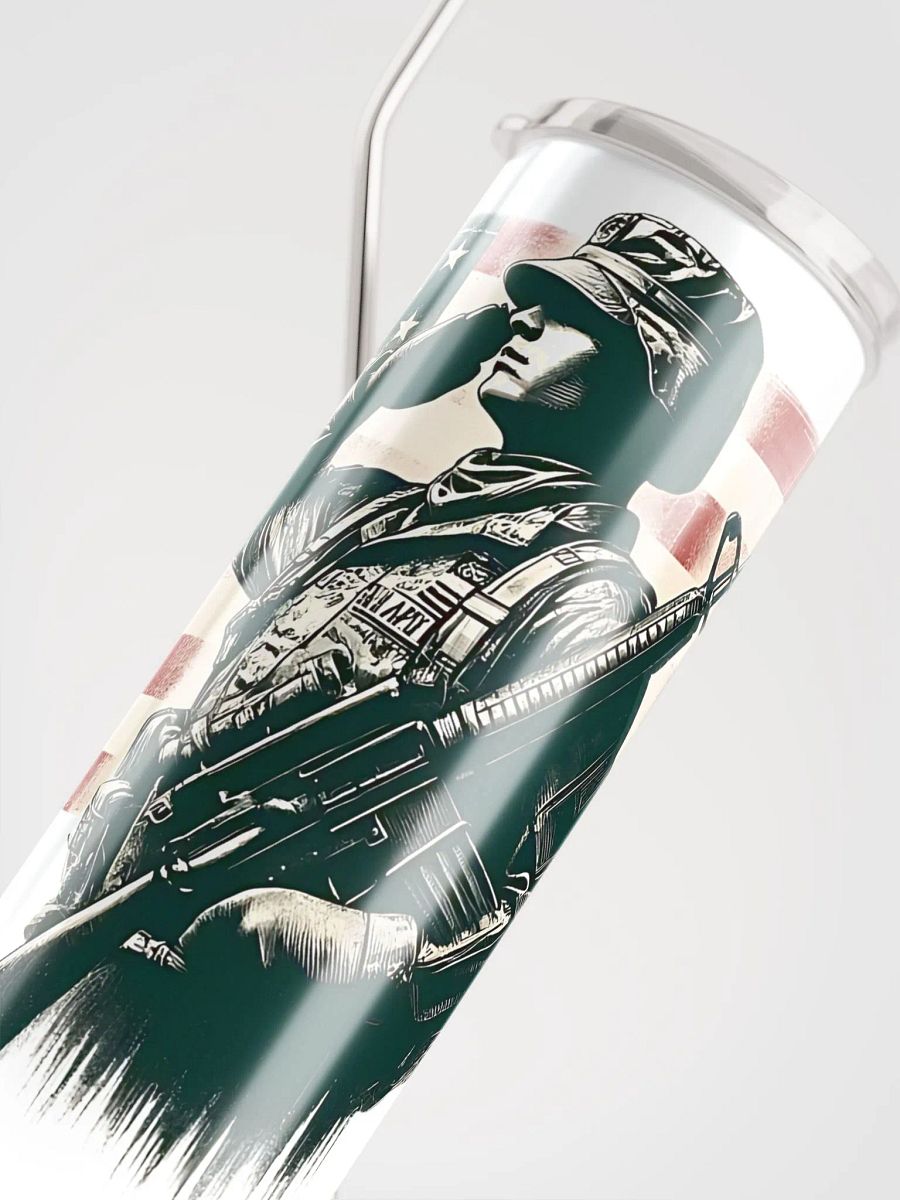Saluting Soldier - Proud USA Patriotic Tribute Vintage Stainless Steel Tumbler product image (4)