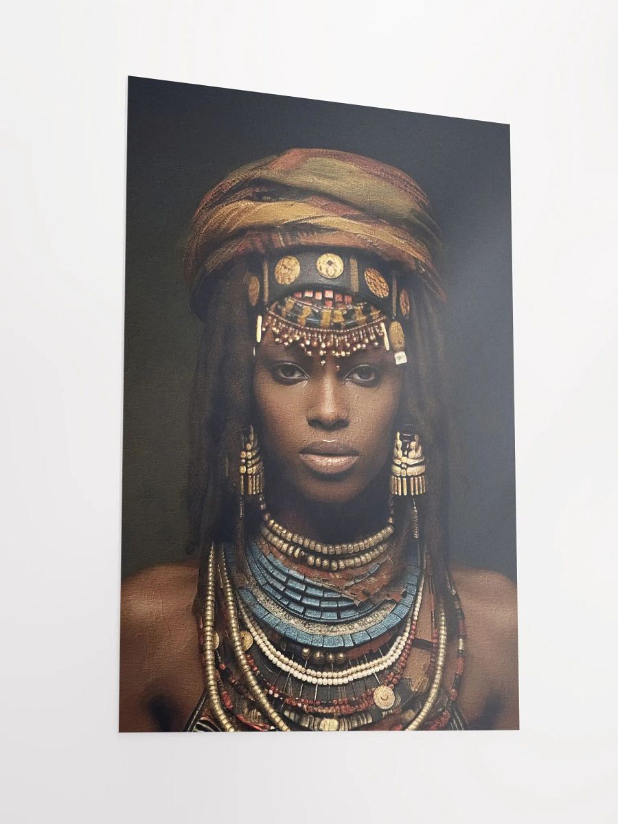 African Woman in Traditional Head Dress, Bronze & Blue Stone Jewelry Poster Print, Unframed product image (2)