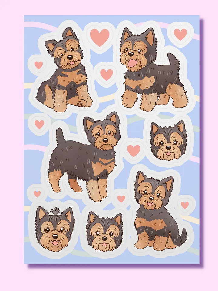 Adventurous Yorkie Love Sticker Sheet product image (1)