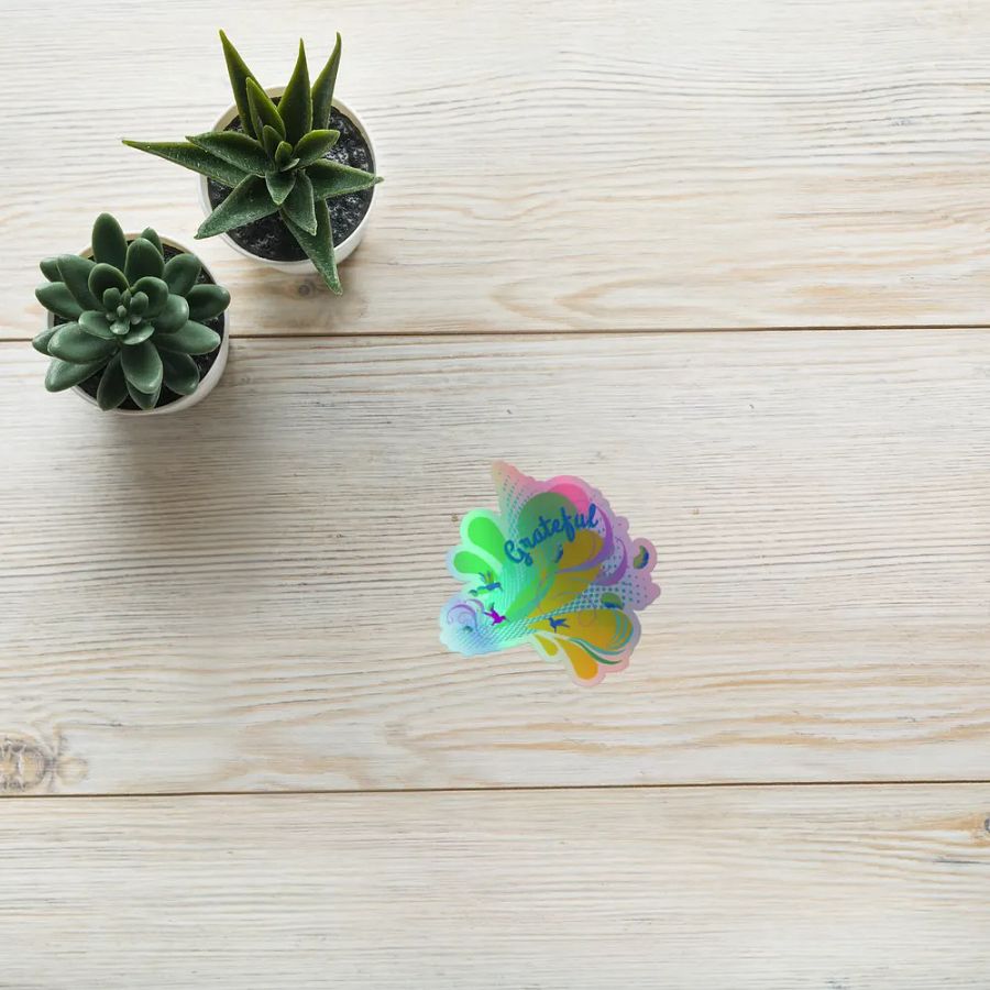 Sticker grateful water droplets design with hummingbirds product image (10)
