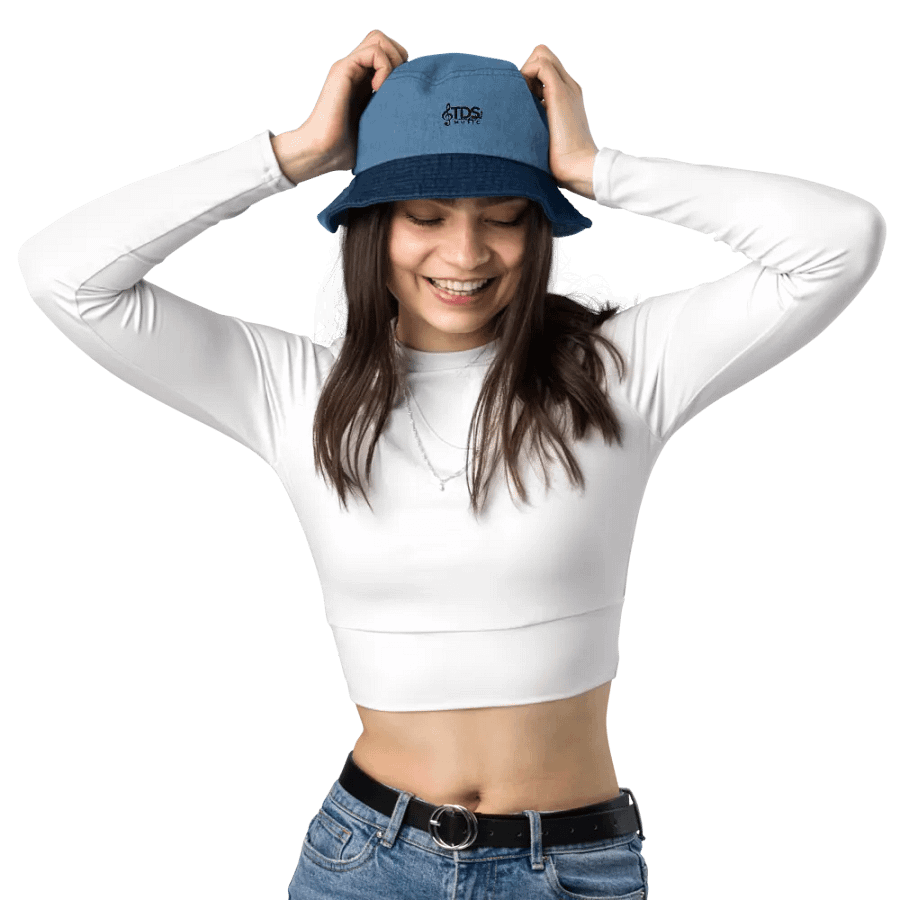 Capstone Denim Bucket Hat - TDS Embroidered High Profile Hat in Black and Blue product image (1)