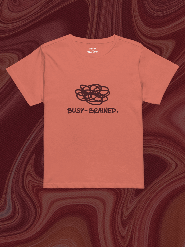 BUSY-BRAINED (maroon design) printed waist-length tee product image (1)