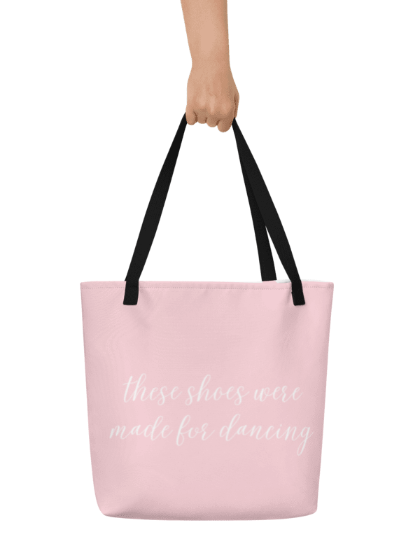Shoe Bag Tote | Pale Pink with White Logo and Text product image (3)