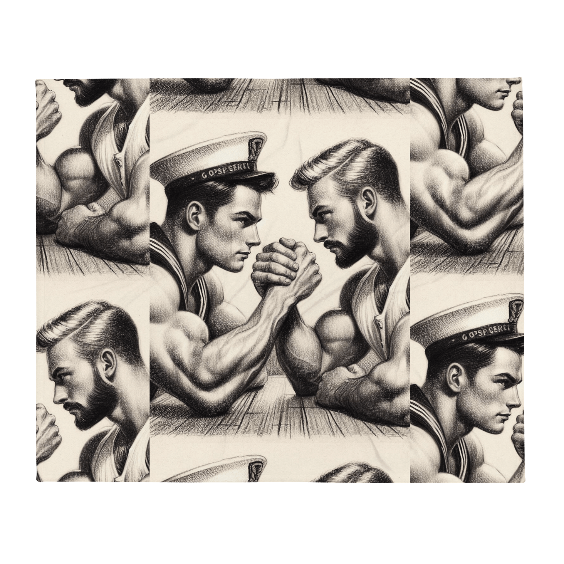 Up Close and Personal: Sailors – Tom of Finland Tribute Gay Pride Graphic Design Throw Blanket product image (1)