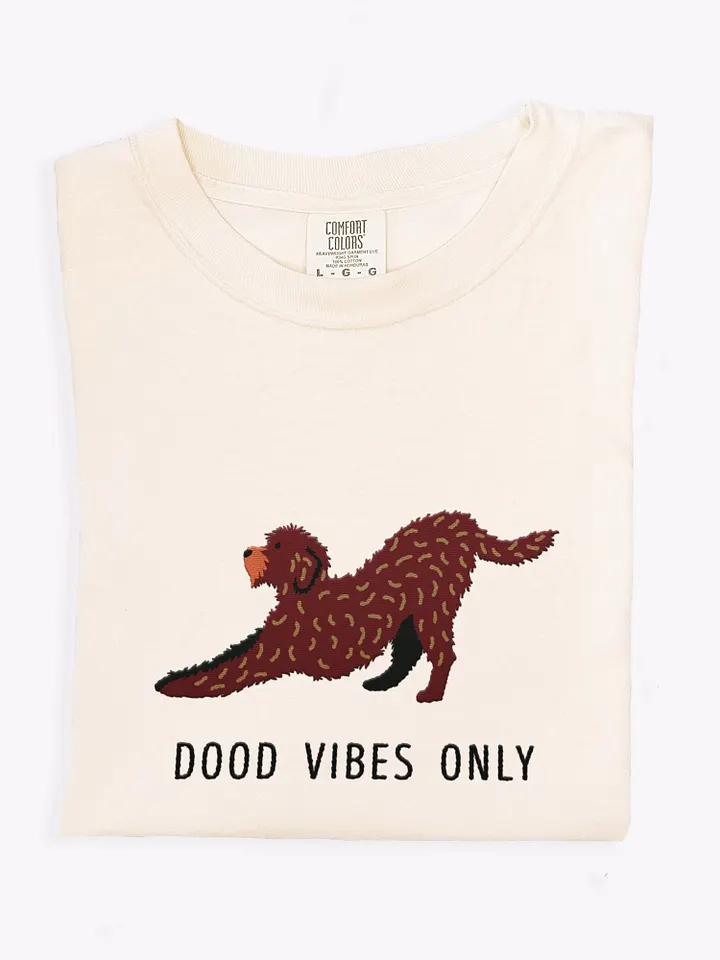 Dood Vibes Only T-Shirt(Embroidered) of a Labradoodle(Chocolate) product image (1)