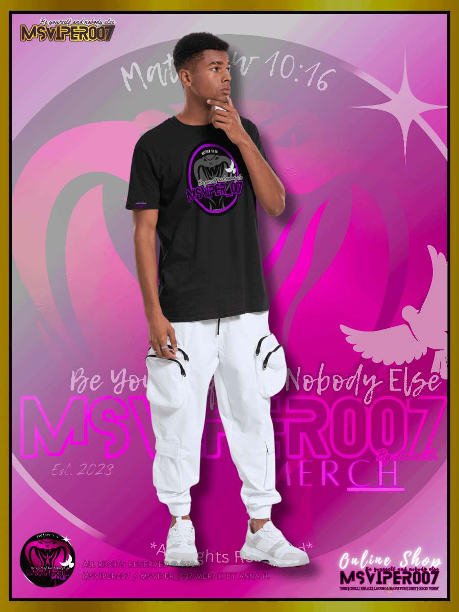 T-Shirt - "MsViper_007™ Brand Classic [purple/blk emblem] Support&Sport" - Streetwear/Cozy Lightweight T-Shirt By Anna H. product image (5)