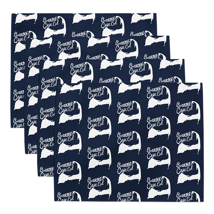 BOURNE to Cape Cod™ | Spring Garden Floral Placemats – Royal Blue on Black, Set of 4 | White Logo product image (2)
