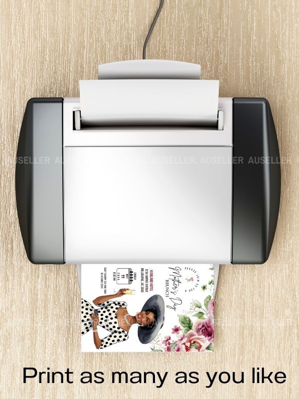 Mother's Day Brunch Invitation Bundle - Stylish Dark-skinned Lady Giving A Toast product image (9)
