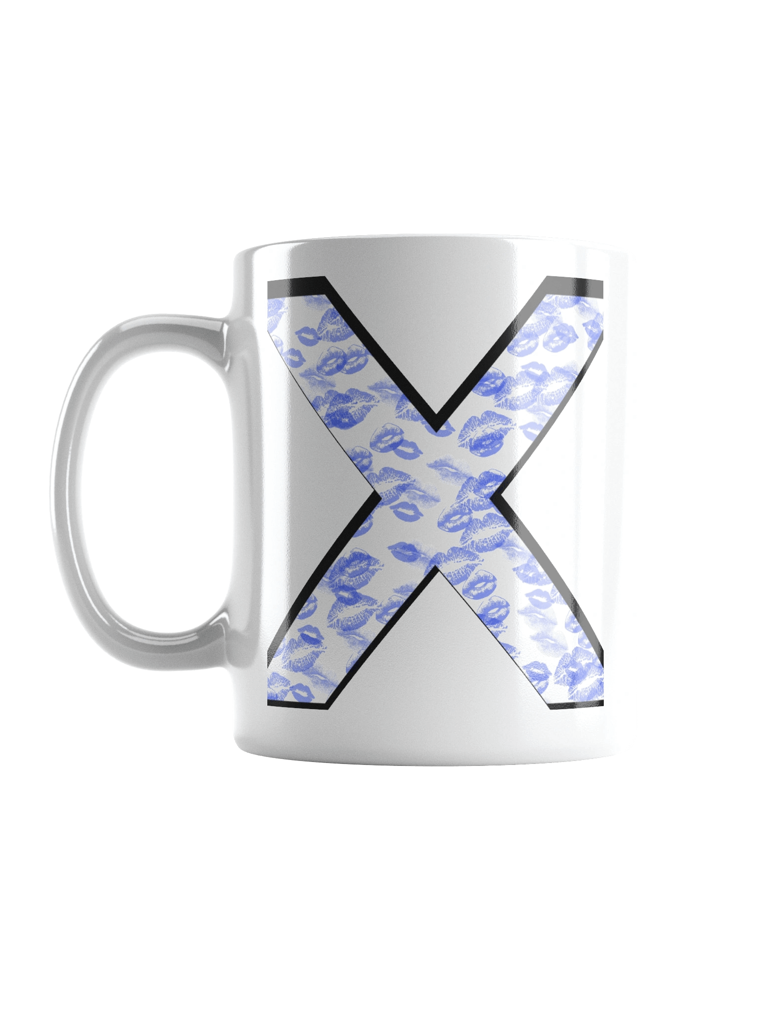 White X Blue Lipstick Kisses | Glossy White Mug product image (16)