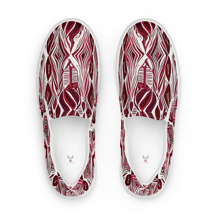 Men's Burgundy & White Abstract Painted Slip On Shoes product image (2)