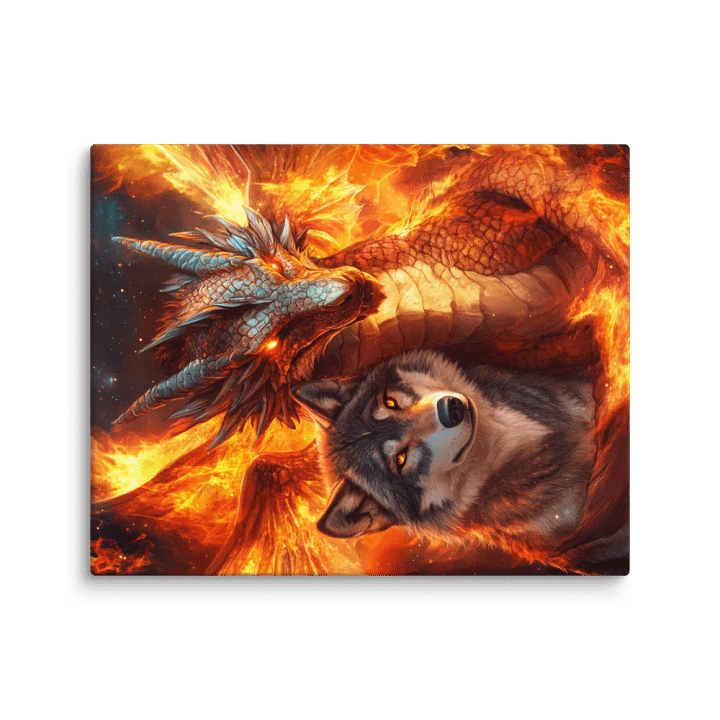 Fire dragon & wolf 01 - Canvas product image (4)