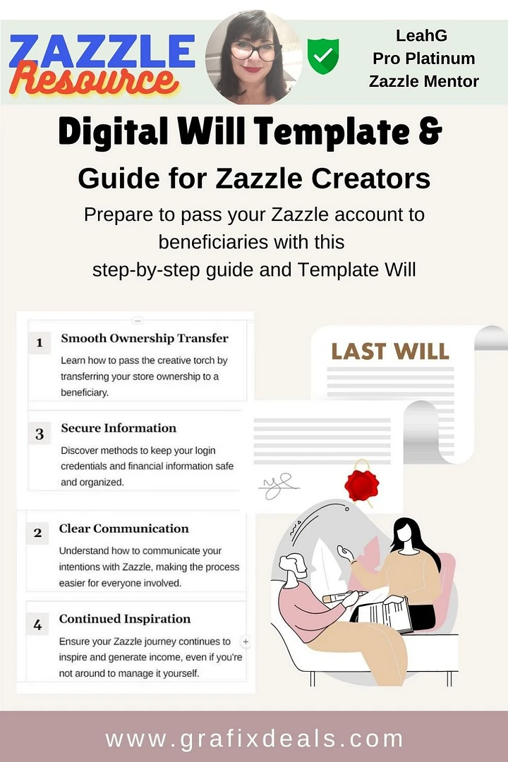 How to Transfer Your Zazzle Store to Beneficiaries - Template Will and Digital Assets Guide product image (1)