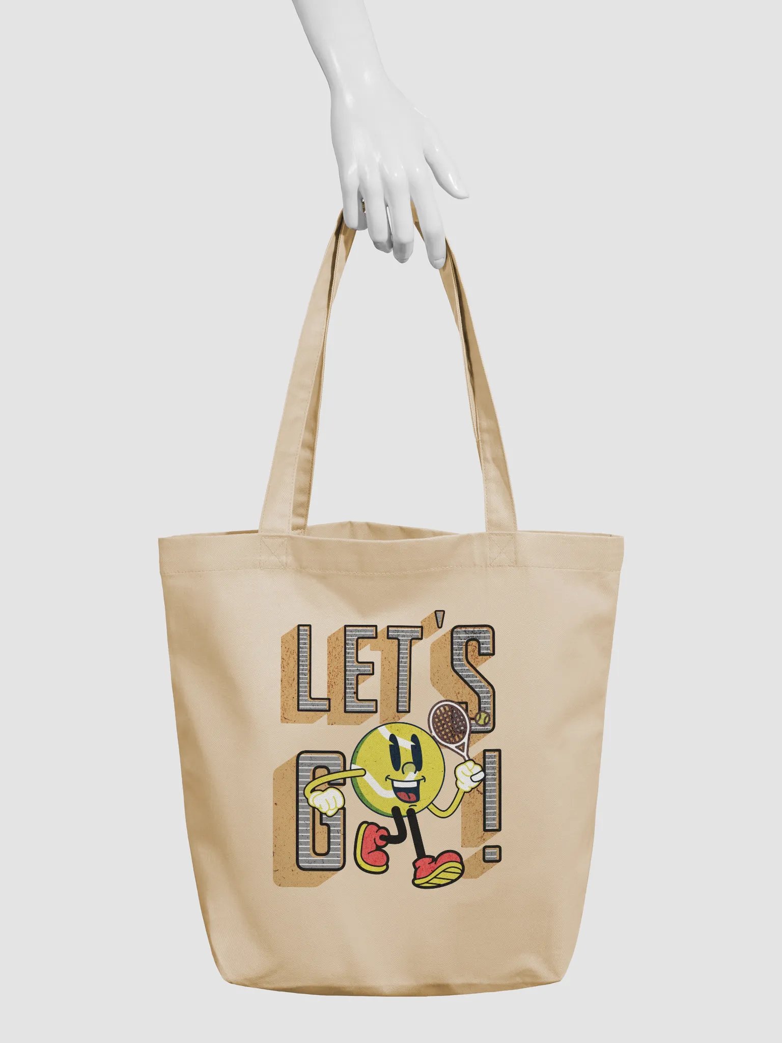 Lets Go Mascot Tennis Ball Motivational Tote Bag product image (6)