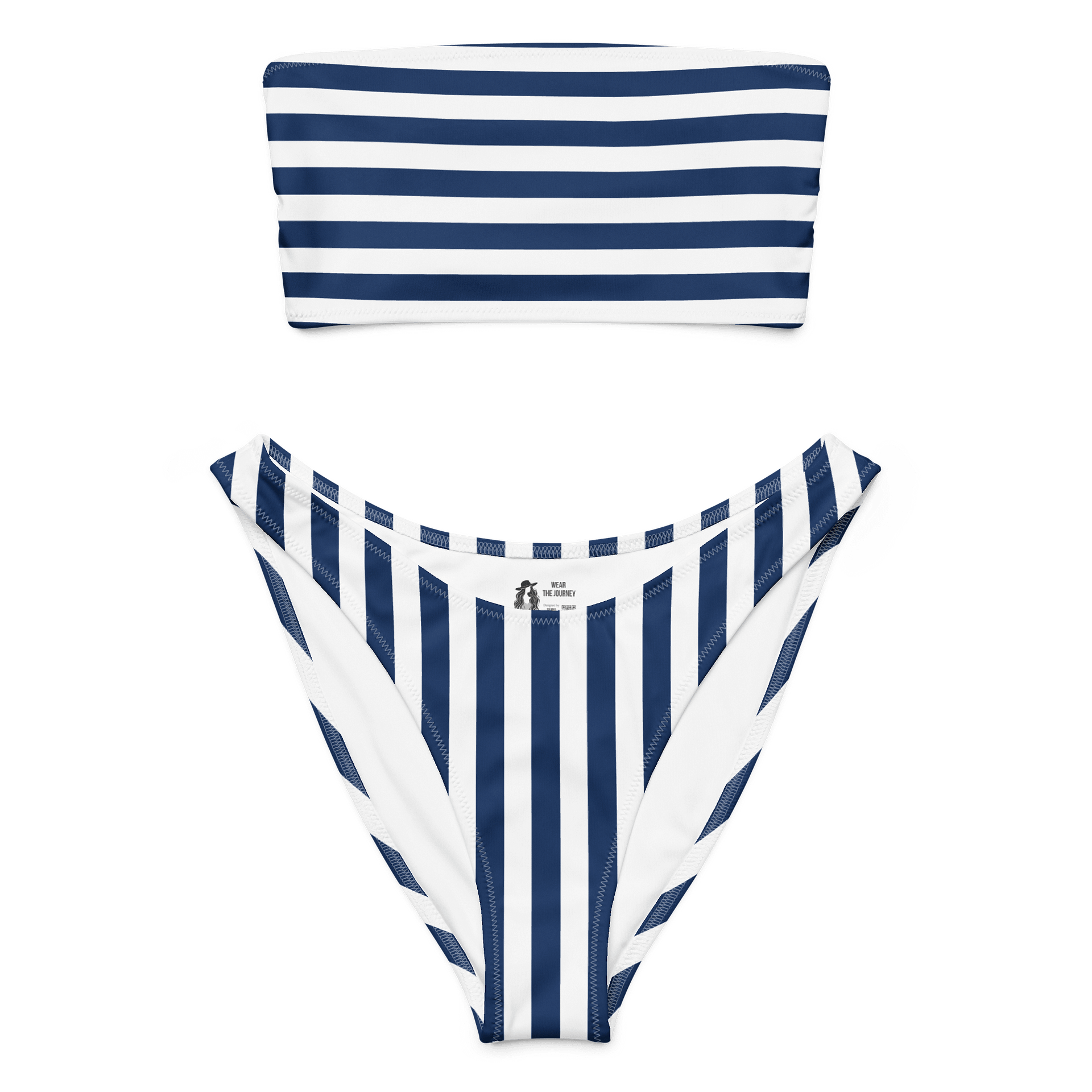 Navy & White Striped Bandeau Bikini – Sailor Chic Wanderlust Swimwear product image (7)