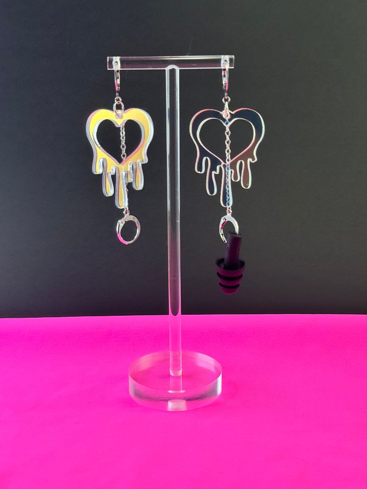 Drippy Heart Acrylic Bass Busterz Earplug Earrings product image (1)