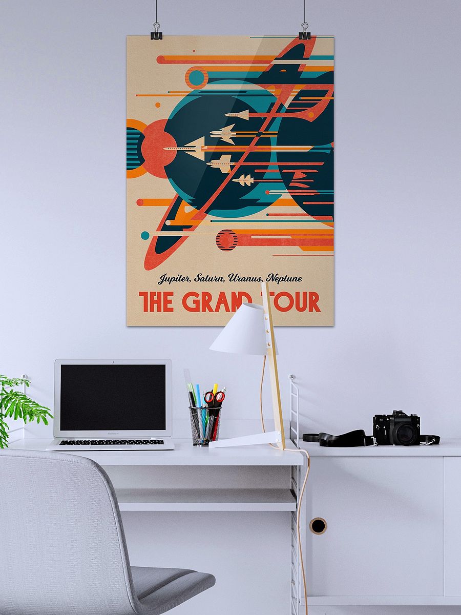 The Grand Tour: Jupiter, Saturn, Uranus, Neptune — Vintage space poster, retro space art, propaganda poster, retrofuturism art, retro sci-fi print product image (2)