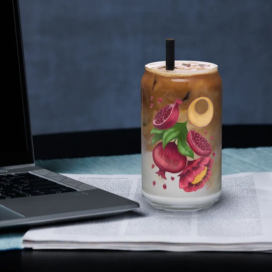 Pastel Poms 16 oz glass with or without lid and straw product image (10)