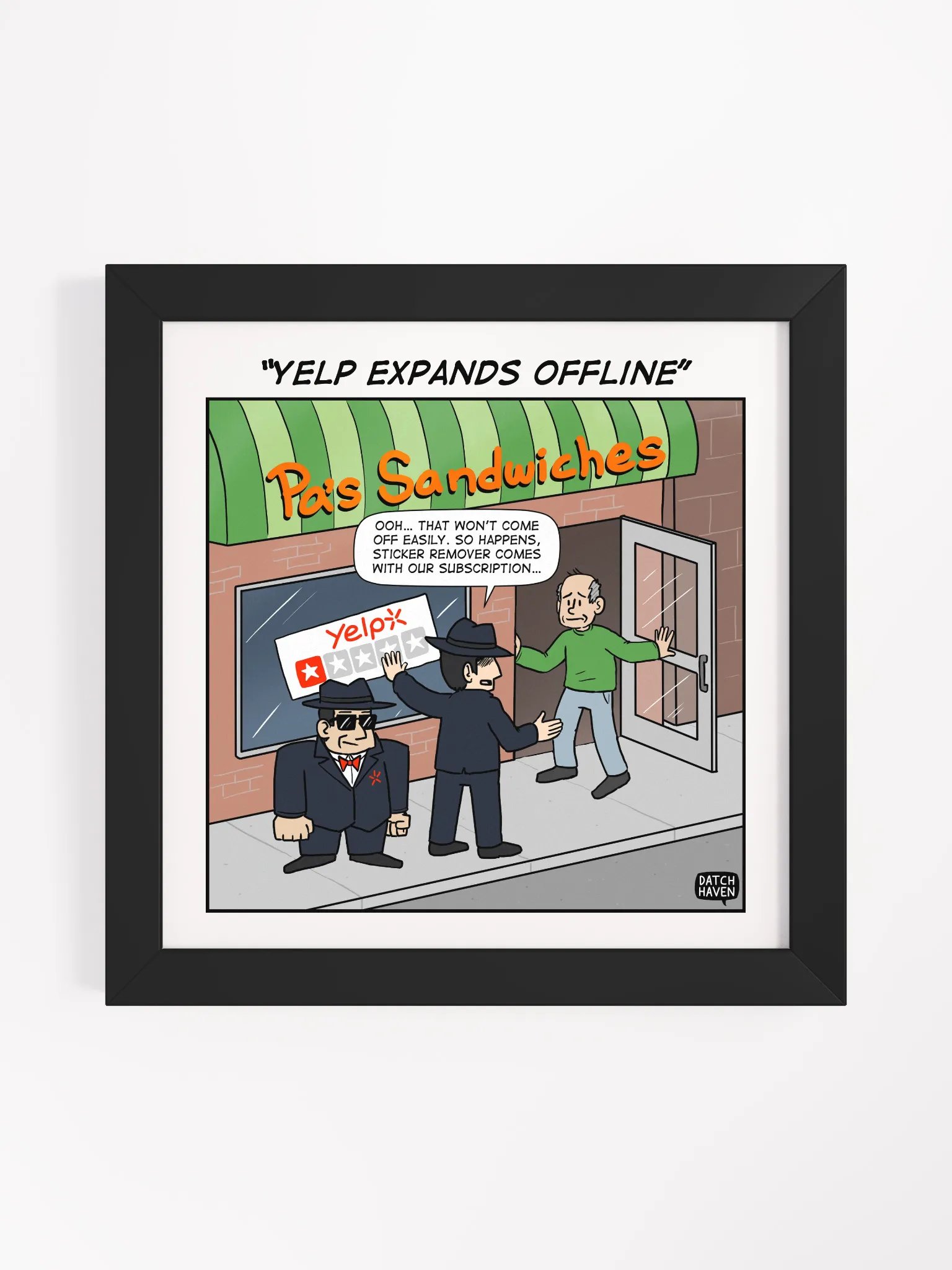 "Yelp expands offline" framed poster (10″×10″) product image (1)