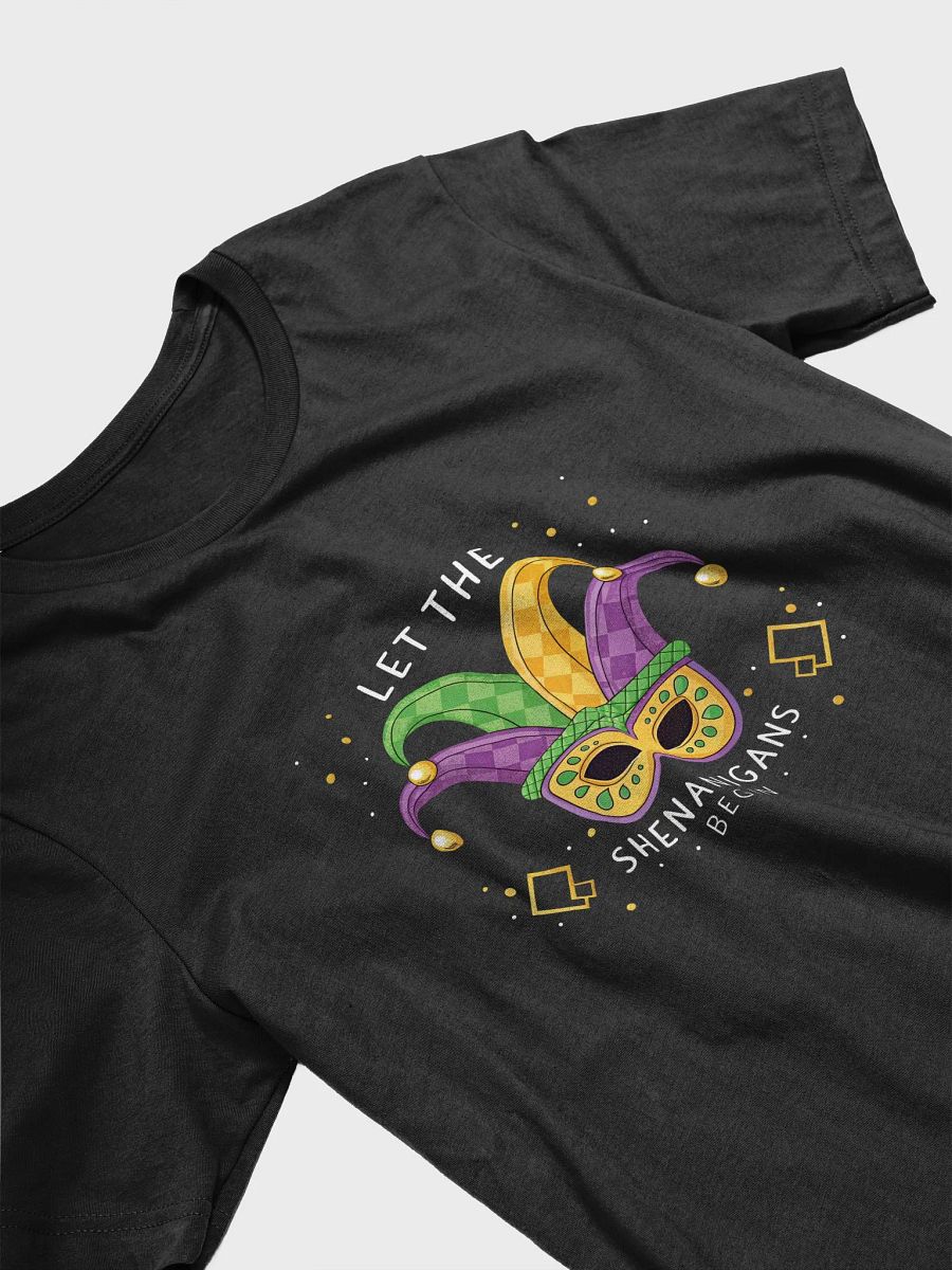 Mardi Gras Unisex Heavy Cotton Tee, Shenanigans Begin Shirt, Party Apparel, Fun Festival Clothing, Masquerade Parade Outfit product image (3)