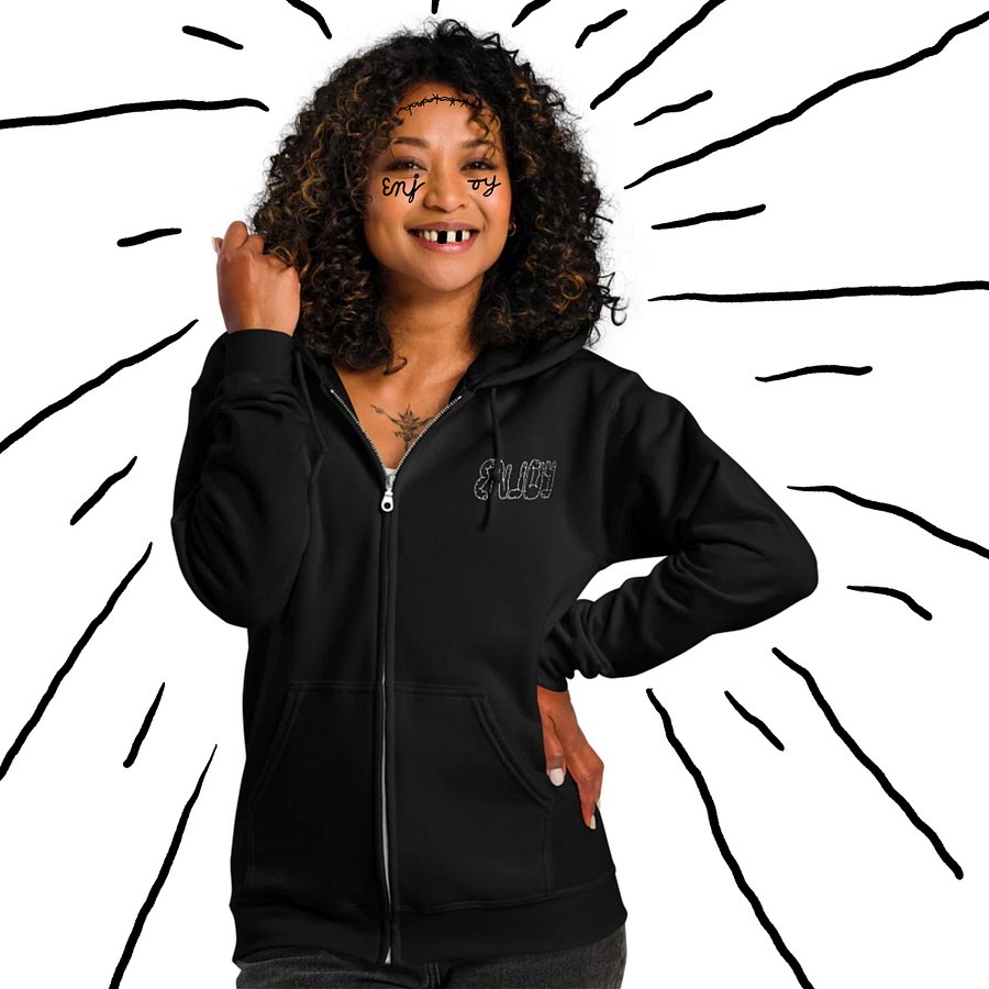Enjoy Hoodie- Fingers #4 B/W product image (5)