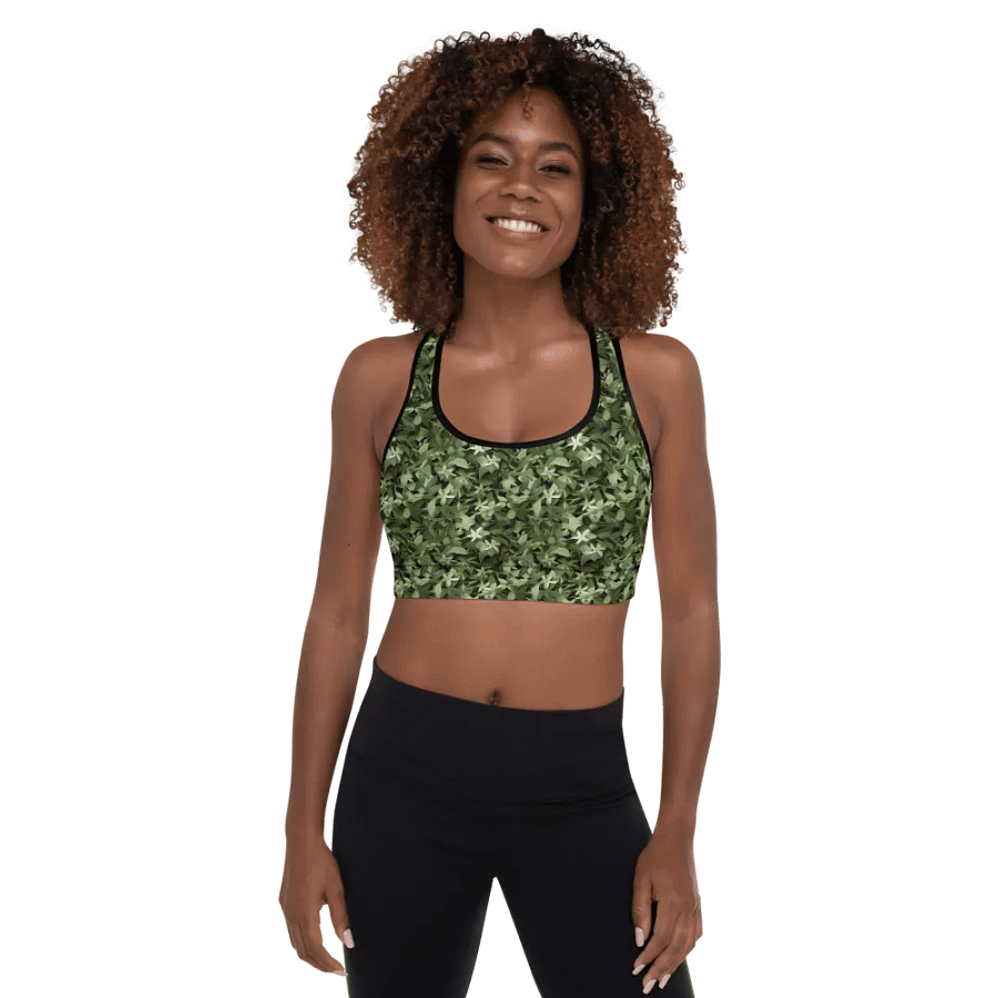 PADDED SPORTS TOP WITH DARK GREEN CAMO PATTERN product image (2)