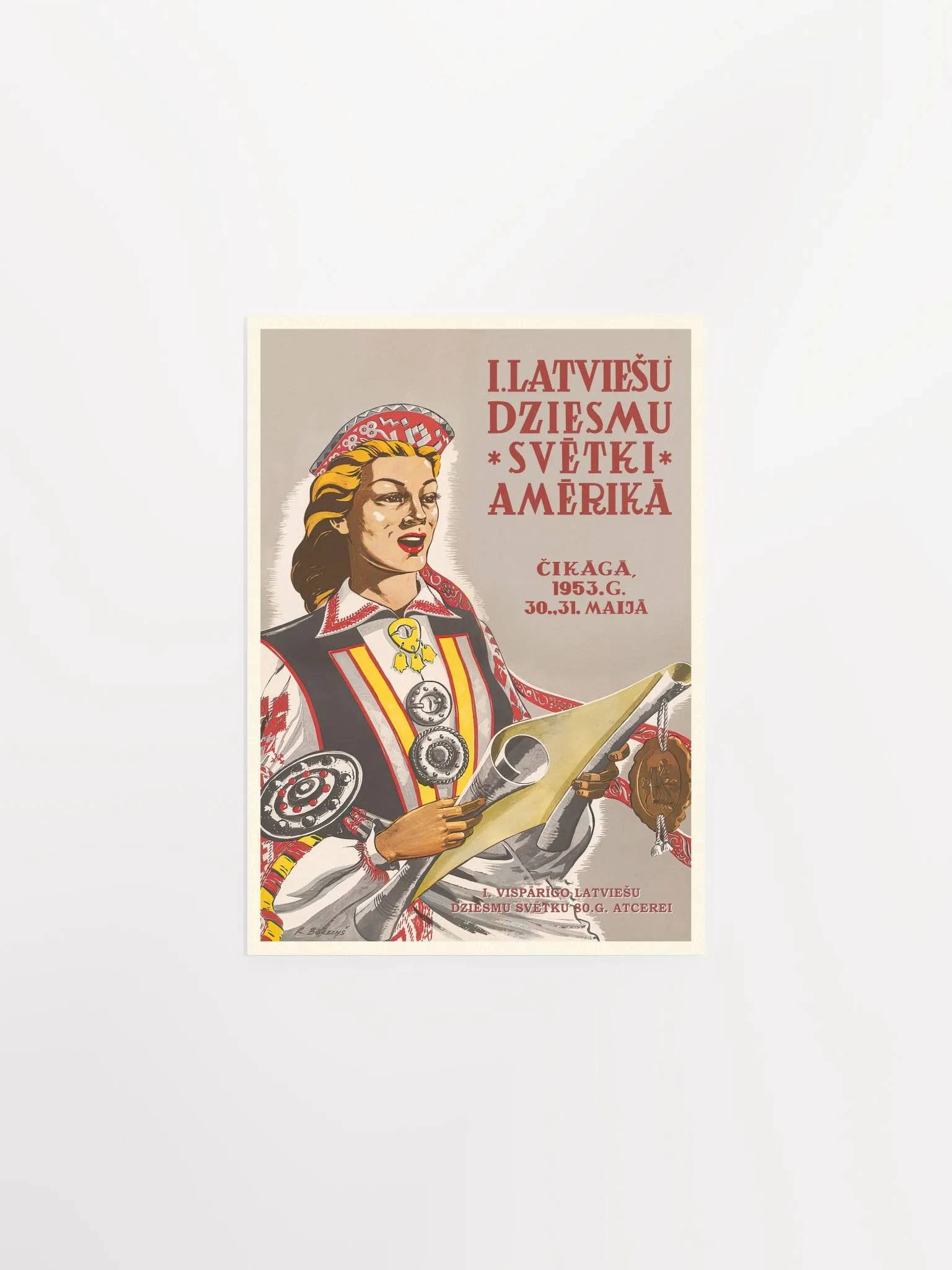 Latvia retro poster, 1953 — retro vintage travel poster, retro travel art, retro travel wall art product image (6)