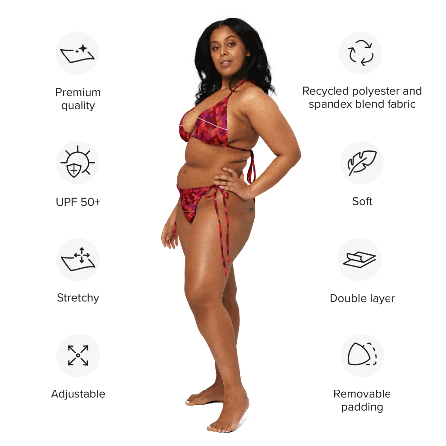 Colorful Mosaic Pattern Design String Bikini - v6 product image (4)