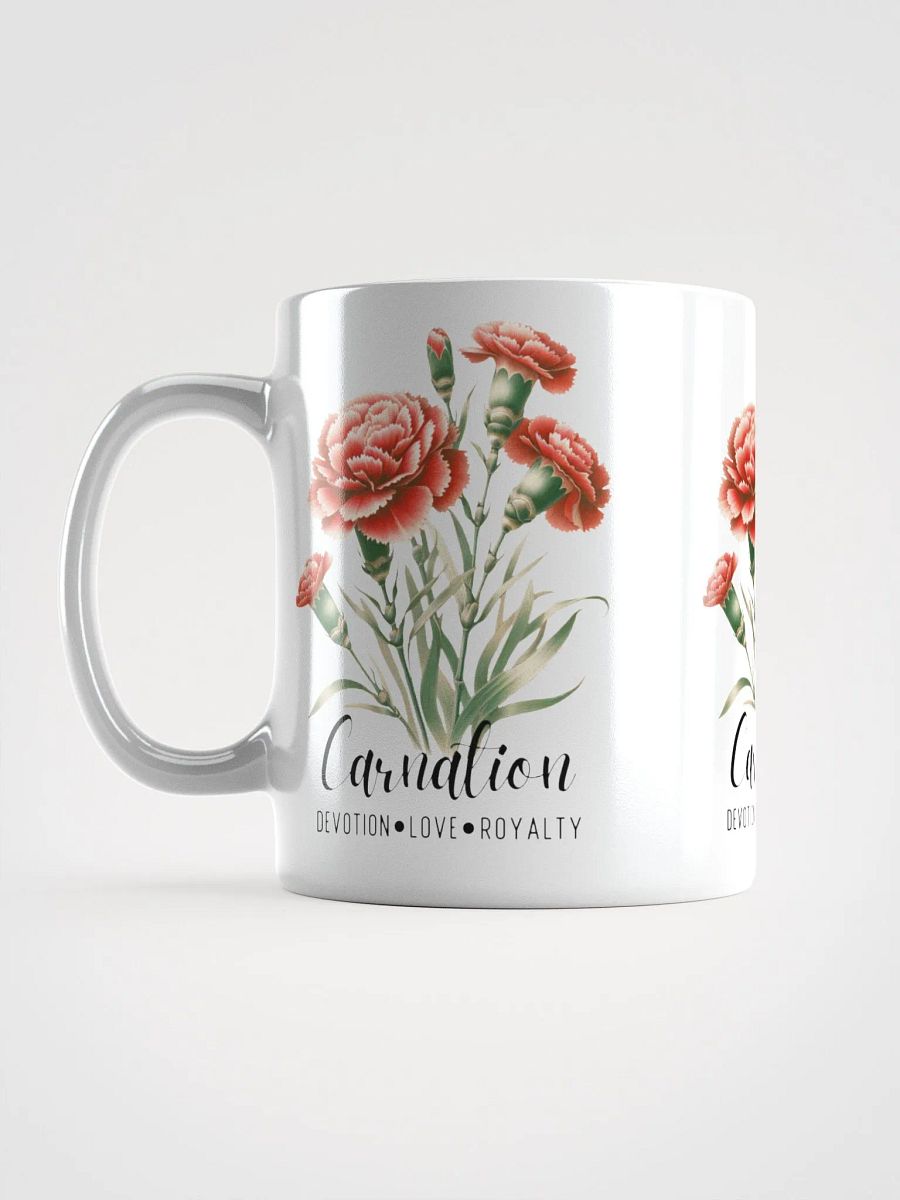 Carnation Ceramic White Mug: Devotion, Love, Royalty January Birth Month Flower product image (8)