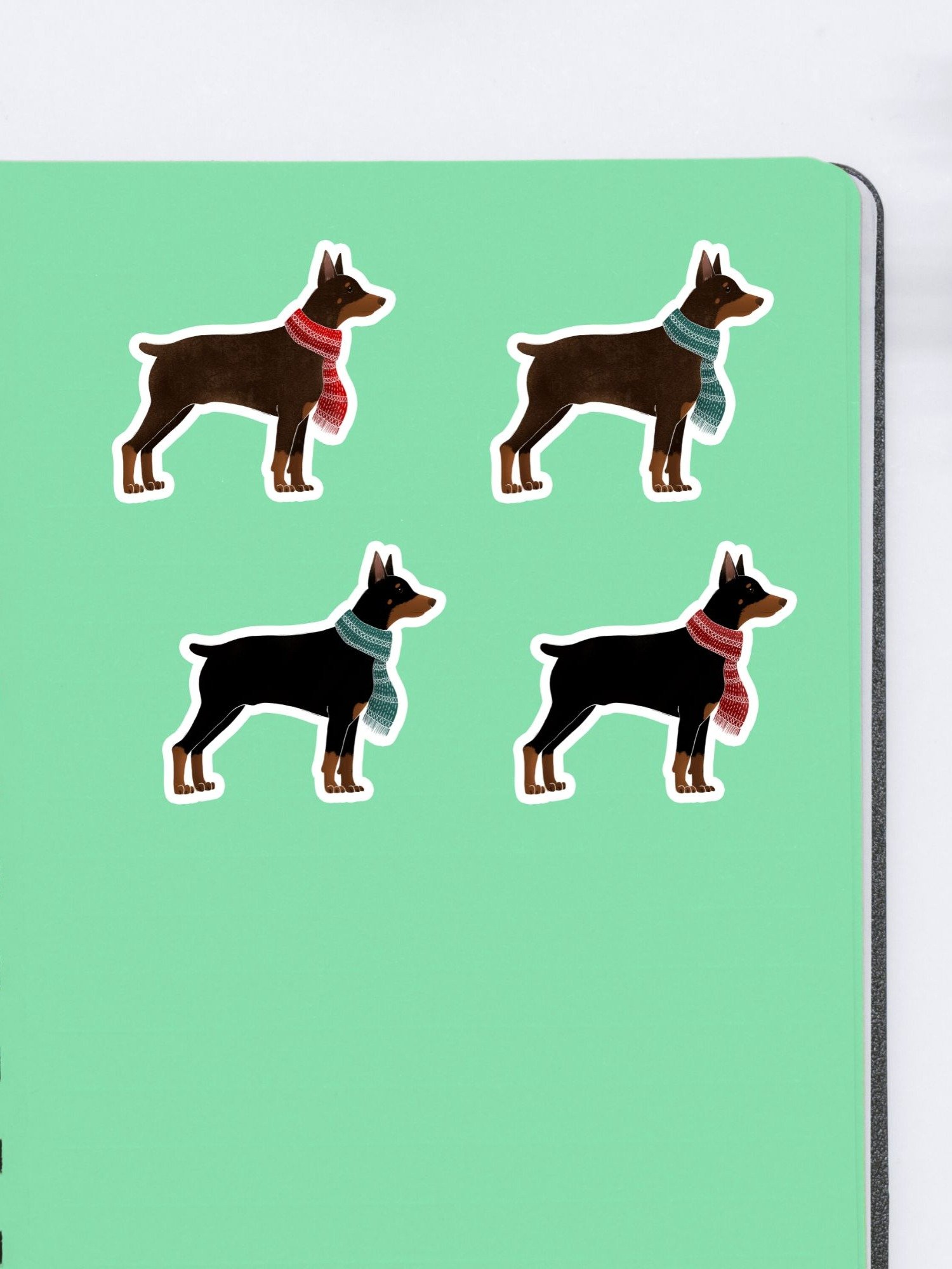 Winter Dobermans in Scarves Sticker Pack product image (3)