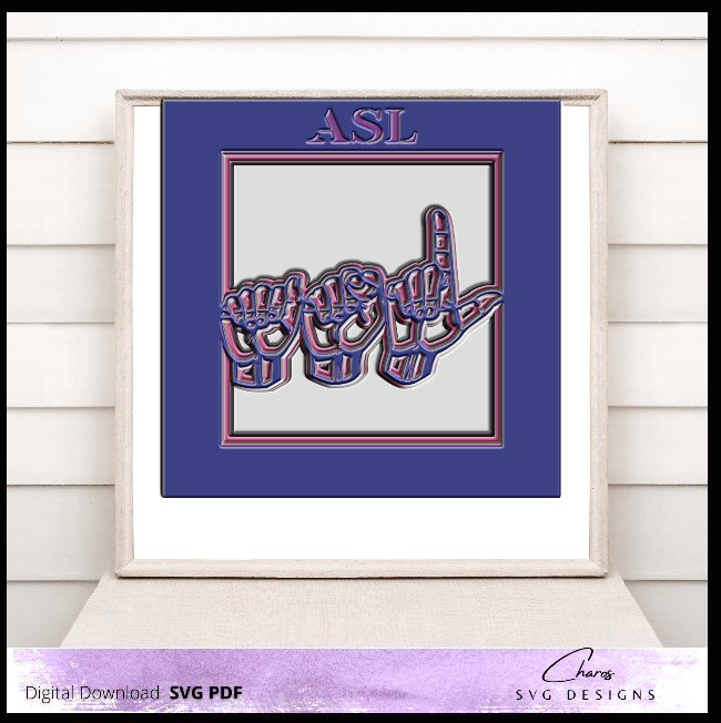 ASL (American Sign Language) 3D Shadow Box SVG Layered Shadow Box Design product image (2)