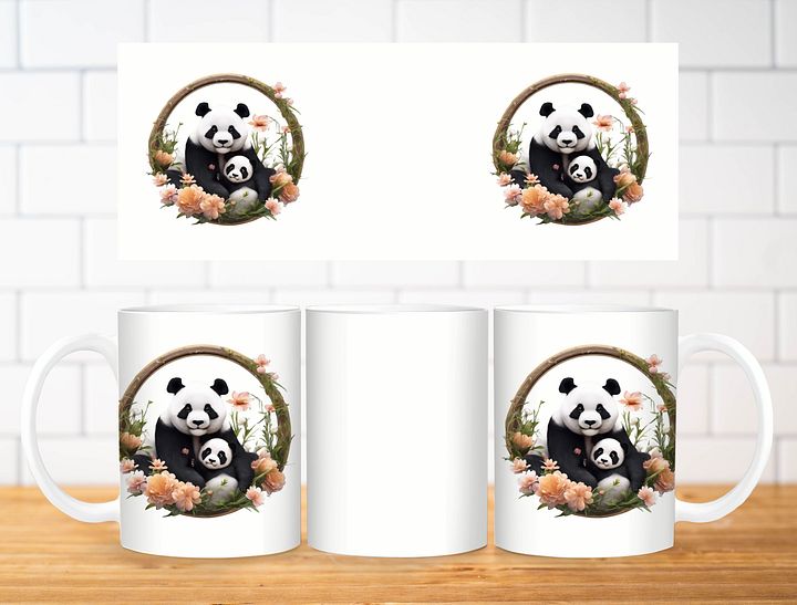 Cute Panda Mug Sublimation Design, 11oz & 20oz Mug Template, Mug Wrap Template PNG, Digital Download product image (2)