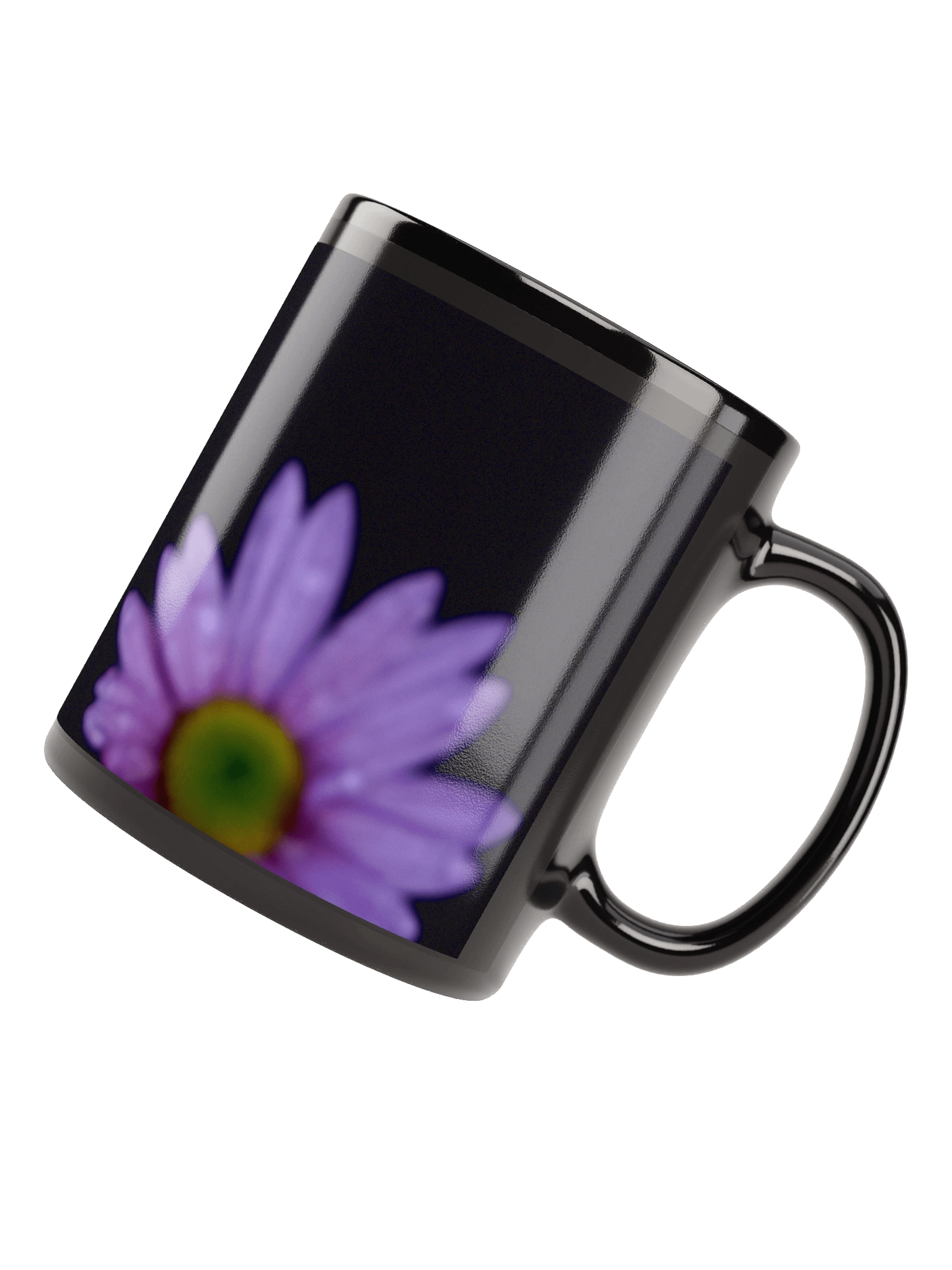 Keramiktasse schwarz - Rosa Blüten mit Tautropfen product image (3)