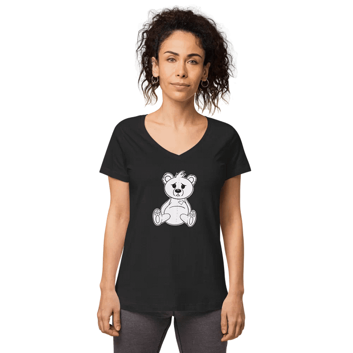 Anxious Teddy B&W VNeck T-Shirt product image (1)