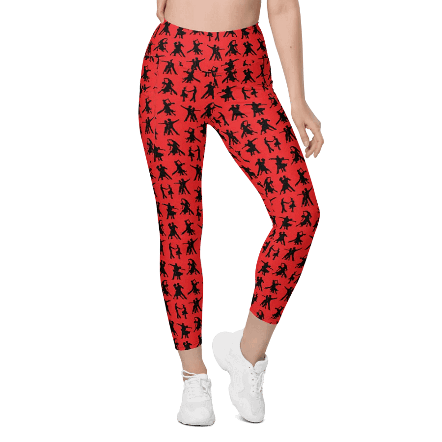 Red and Black Ballroom Dancing Leggings with Pockets product image (5)