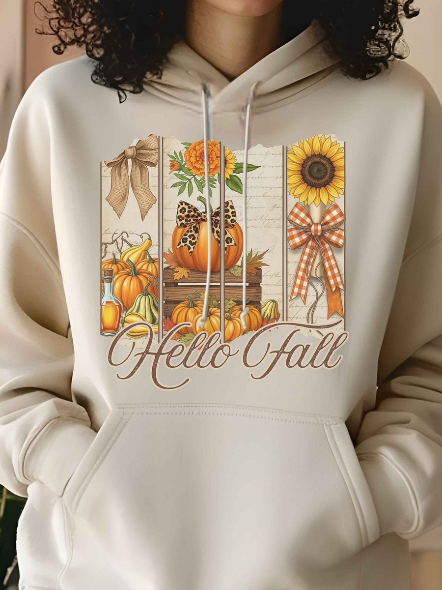 Hello Fall PNG Digital Download | Autumn Pumpkins & Sunflower Sublimation | Rustic Fall Leopard Bow PNG | 300 DPI Transparent File product image (6)