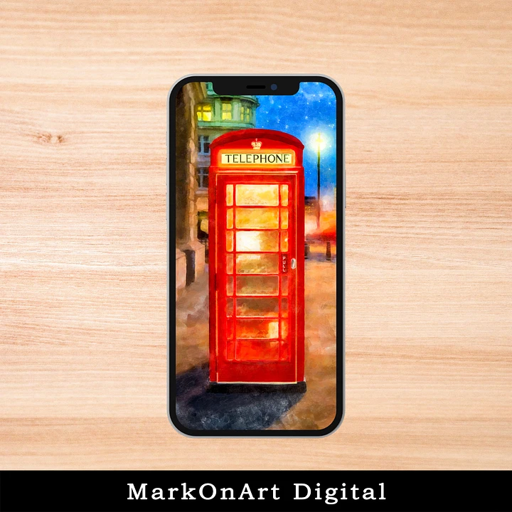 British Red Telephone Box at Night For Mobile Phone Wallpaper or Lock Screen | High Res for iPhone or Android Cellphones product image (1)
