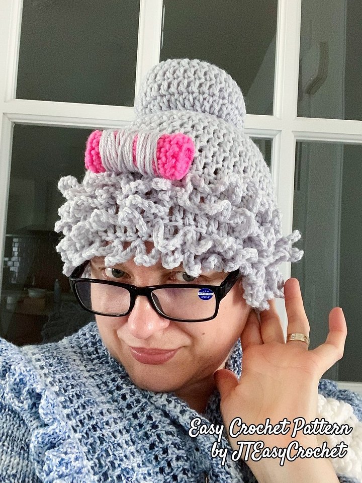 Old Lady Wig Hat Crochet Pattern, Granny Wig Newborn Photography Props, Grey Old Woman Wig, 100 Years Old Lady Wig product image (1)