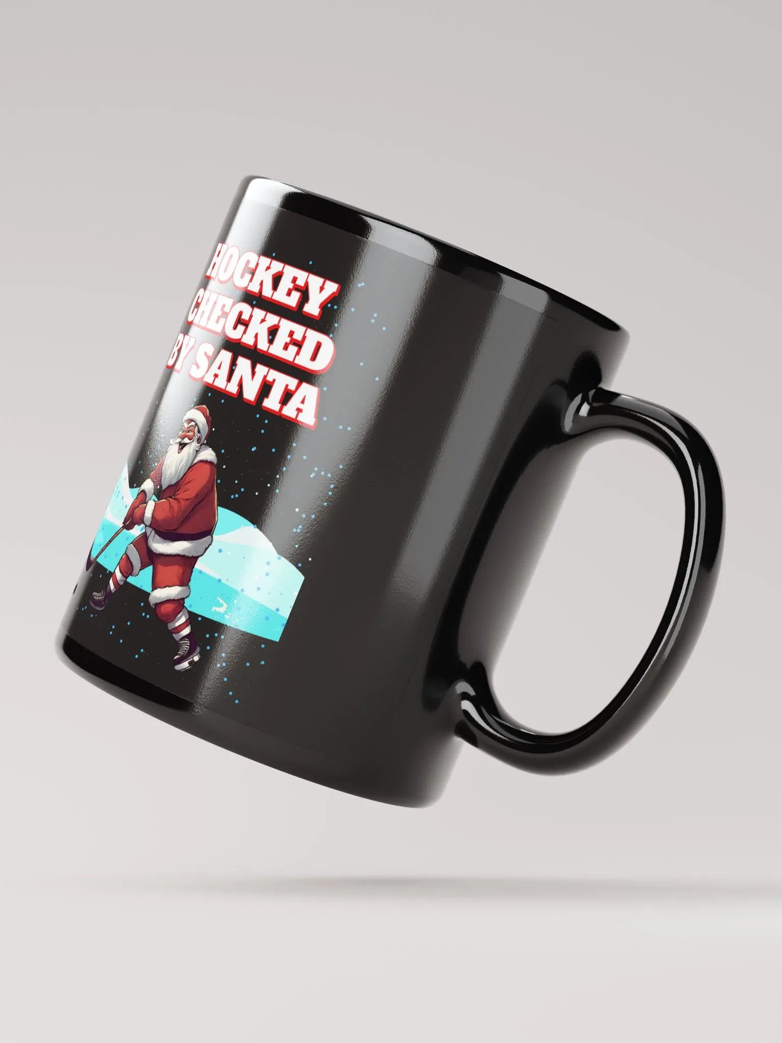 Hockey Checked By Santa Christmas Black Mug product image (3)